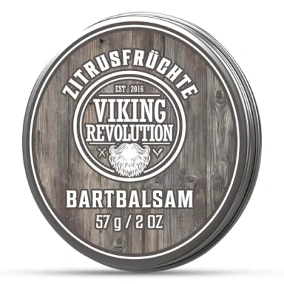 Abbildung von Viking Revolution Beard Balm All Natural Grooming Treatment with Argan Oil &amp; Mango Butter Strengthens Softens Beards Mustaches Citrus Scent Leave in Conditioner Wax for Men 1 Pack