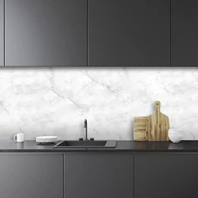 Abbildung von CREARREDA Spritzschutz für Küche, Wandaufkleber Marmor 180x60 cm 100% Made in Italy Küchenrückwand mit ungiftiger Tinte, Pfannen schwer entflammbar und wasserbeständig