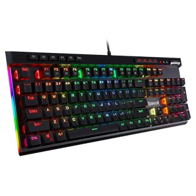 Abbildung von Redragon K580 VATA RGB LED Blaue Schalter Mechanische Gaming Tastatur, US Layout mit Hintergrundbeleuchtung 104 Tasten Anti Ghosting Makrotasten und Dedizierten Mediensteuerelementen