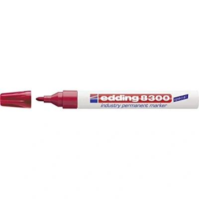 Abbildung von edding 8300 Industrie Permanentmarker rot 10 Stifte Rundspitze 1,5 3 mm zum permanenten Markieren von leicht öligen und staubigen Oberflächen