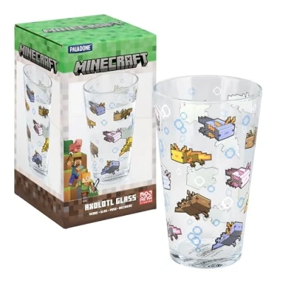 Abbildung von Minecraft Paladone Axolotl Trinkglas, 400 ml, offiziell lizenziert, für Gamer, lustiges Geschenk, Gaming Fanartikel