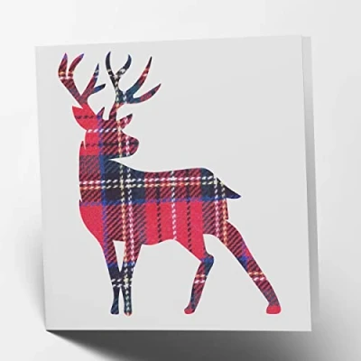 Abbildung von Blanko Grußkarte von Maturi mit Schottenkaro Hirsch, 15,5 x cm