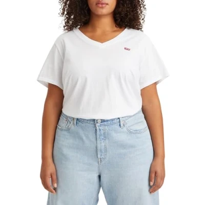 Abbildung von Levi&#039;s Plus V NECK TEE Tshirt basic, Damen, Größe: 46/48, Bright white