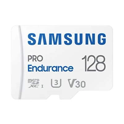 Abbildung von Samsung PRO Endurance microSD Karte + SD Adapter, 128 GB, Für Videoüberwachungssysteme, Dashcams und Bodycams,UHS I U3, Full HD &amp; 4K UHD, 100 MB/s Lesen, 40 Schreiben, MB MJ128KA/EU