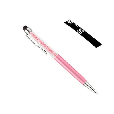 Abbildung von Hochwertiger kapazitiver 2 in 1 Touchscreen Stift und Kugelschreiber mit Kristallen. Beutel Nachfüllung enthalten (Babyrosa)