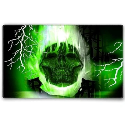 Abbildung von Silent Monsters Mauspad 240 x 200 mm Stoff Mousepad Totenkopf grün Vernähter Rand rutschfest Gaming Büro Office Homeoffice 24 20 cm Mouse Pad Mat Mausunterlage klein alle Maus Arten
