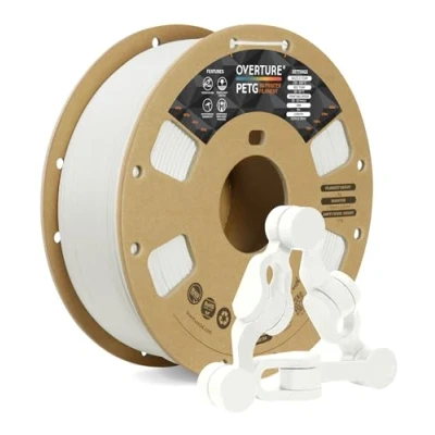 Abbildung von OVERTURE PETG Filament Aufgerüstet 1,75 mm, 1kg (2,2 lbs) Spule, 3D Druck Filament, Maßgenauigkeit +/ 0.02 mm (Weiß)