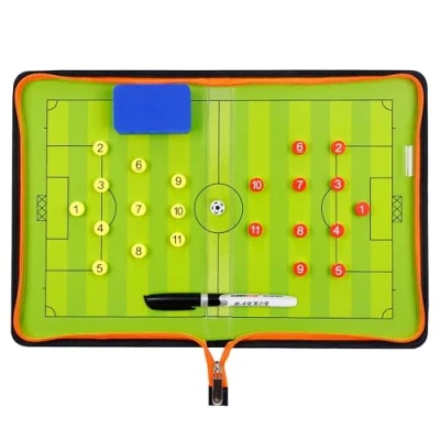 Abbildung von Fußball Taktiktafel Tragbar Trainer Taktikmappe Coachen Mappe Fussball Coach Board mit Magneten, Boardmarker, Schwamm