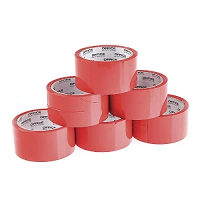 Abbildung von OFFICER PRODUCTS 15025031 04 Verpackungsklebeband Farbe: Rot/ 6 Rollen/Breite 48mm x Länge 46m/ Farbiges PP Packband mit Acrylkleber/Verpackungsband Klebeband Paketklebeband/