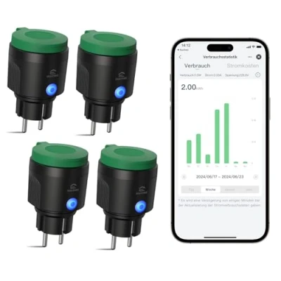 Abbildung von EIGHTREE WLAN Steckdose Outdoor, IP44 Außensteckdose Wasserdicht, mit Strommessung Kompatibel Alexa, SmartThings&amp;Google Home, Zeitschaltuhrfunktion, Fernbedienung&amp;Stimmenkontrolle