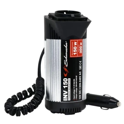 Abbildung von Schumacher INV 150 Spannungswandler Modifizierter Sinus Wechselrichter 12V DC &gt; 220V/240V AC Dauerleistung 300 W Überspannungs , Unterspannungs Überlast und Thermoschutz Lüfter Geräuschlos