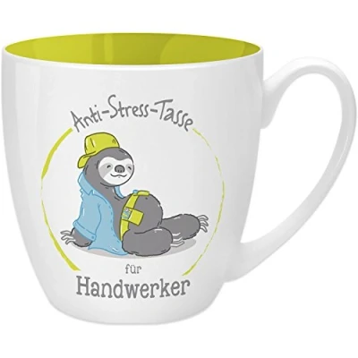 Abbildung von GRUSS &amp; CO Anti Stress Tasse Motiv &quot;Handwerker&quot; mit Spruch, 45 cl, New Bone China Geschenktasse 45490