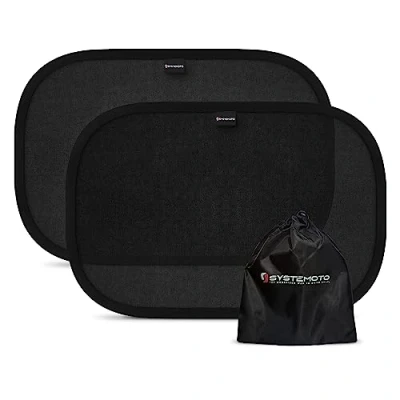 Abbildung von Systemoto Sonnenschutz Auto Baby Extra dunkel Zertifizierter UV Schutz 2er Set Autofenster für Personenkraftwagen, Kinder (Schwarz)