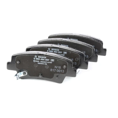 Abbildung von BOSCH 0 986 494 557 Bremsbelagsatz Low Metallic mit akustischer Verschleißwarnung Anti Quietsch Blech, Montageanleitung kfzteile, mister auto,