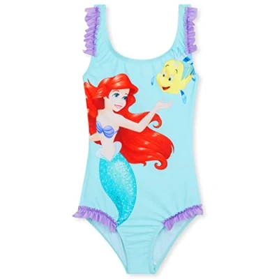 Abbildung von Disney Badeanzug Mädchen, Einteiliger Schwimmanzug Badekleidung Geschenke für Mädchen (Blau Ariel, 7 8 Jahre)