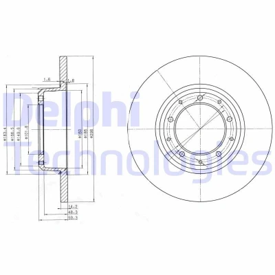Abbildung von DELPHI BG3982C Bremsscheibe 298 14 5 voll beschichtet unbehandelt ohne Radlager, ABS Sensorring LAND ROVER: Defender Off Road Convertible