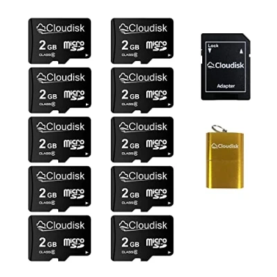 Abbildung von Cloudisk 10er Pack 2 GB Micro SD Karte mit MicroSD Adapter Kartenleser Speicherkarte (2GB)