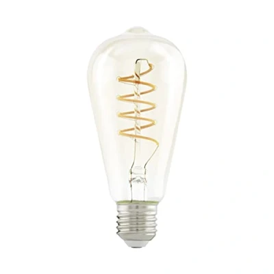 Abbildung von EGLO E27 Lampe, Spiral LED Glühbirne, Vintage Leuchtmittel amber für Retro Beleuchtung, 4 Watt (entspricht 26 Watt), 270 Lumen, warmweiß, 2200k, Edison Birne ST64, Ø 6,4 cm