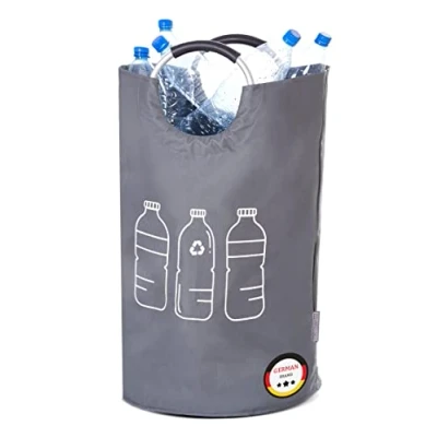Abbildung von WELLENBORG® Faltbarer Pfandflaschen Sammelbehälter faltbar grau groß Wasserdicht Flaschensammler Korb Altglas Leergut Aufbewahrung