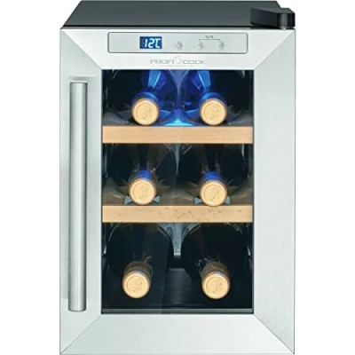 Abbildung von ProfiCook Weinkühlschrank 6 Flaschen Getränkekühlschrank UV beständige Glastür Weinkühler LED Beleuchtung 3 Lagerebenen Davon 2 herausnehmbar 11 18C PC WK 1231