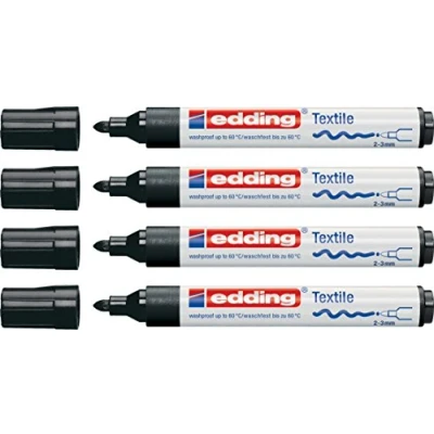 Abbildung von edding Textil und Filzmarker für schwarze T Shirts, 4er Pack