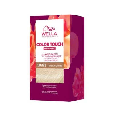 Abbildung von Wella Professionals Color Touch demi permanente Haarfarbe ohne Ammoniak Haarfärbemittel mit bis zu 50 % Grauhaar Abdeckung Ansatz Kit inkl. Haarmaske 10/81 Platinum Blonde (130 ml)
