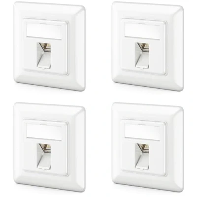 Abbildung von deleyCON 4x CAT6a Keystone Netzwerkdosen Set Unterputz Netzwerkdose Modul STP Geschirmt Metall Gehäuse RJ45 Jack Datendose Netzwerkkabel