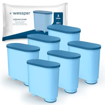 Abbildung von Wessper Wasserfilter kompatibel mit Philips AquaClean CA6903/10, CA6903/22, Saeco und Kaffeevollautomaten Reduziert Kalk &amp; Chlor, verbessert Kaffeegeschmack, 6er Pack Filterpatronen