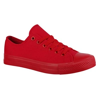 Abbildung von Elara Unisex Sneaker Textil Turnschuh Low top Chunkyrayan ZY9032 Rot 43