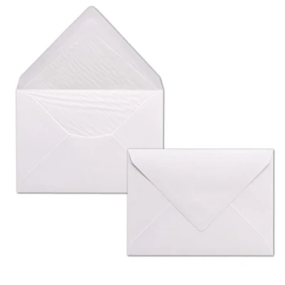 Abbildung von 50 Briefumschläge Weiss DIN C6 gefüttert mit weißem Seidenpapier 100 g/m² 11,4 x 16,2 cm Nassklebung NEUSER PAPIER