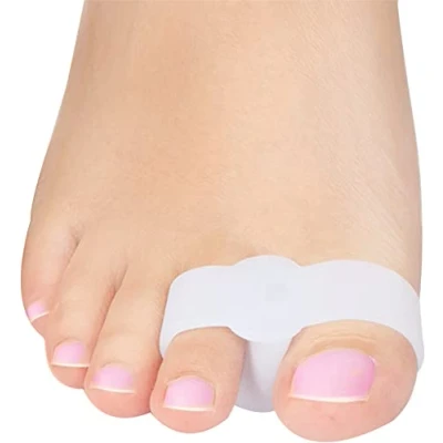 Abbildung von feifanshop Gel Zehenkorrektor, Zehen Separator Korrektur, 4 Pack Silikon Zehenspreizer Zehentrenner mit 2 Schlaufen, Großzehenabstandshalter für Ballenschmerzen und überlappende