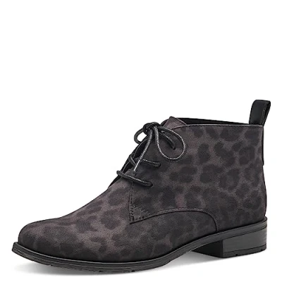 Abbildung von MARCO TOZZI Damen Stiefeletten zum Schnüren ohne Absatz Flach, Grau (Leo Dk.Grey), 40