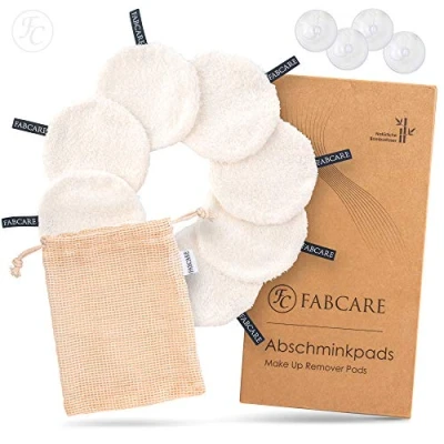 Abbildung von FABCARE Abschminkpads waschbar DERMATEST: SEHR GUT Zero Waste &amp; Nachhaltig Wiederverwendbare Abschminktücher aus Bambusfaser Make Up Entferner Pads [8 Stück]