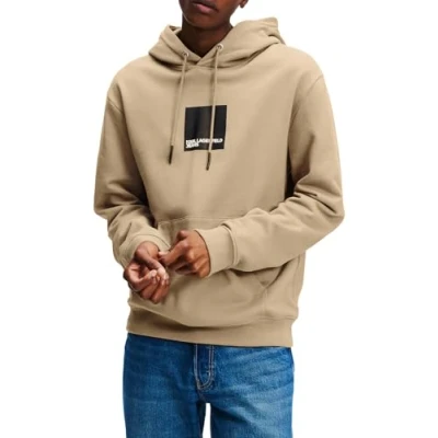 Abbildung von Karl Lagerfeld Jeans BOX LOGO Hoodie Sweatshirt, Herren, Größe: Small, Desert taupe