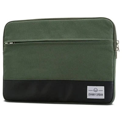 Abbildung von Johnny Urban Laptophülle 15 15.6 Zoll Grün Canvas Laptop Sleeve 15.6&quot; Schutzhülle Laptoptasche Hülle Case für Dell HP ASUS Acer Lenovo UVM. Notebook Tasche aus Baumwolle