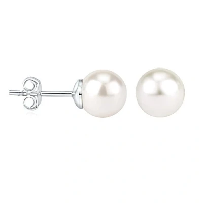Abbildung von SILVEGO Damen Ohrringe aus 925 Sterling Silber mit weißer Perle Swarovski Crystals Ohrstecker 8 mm