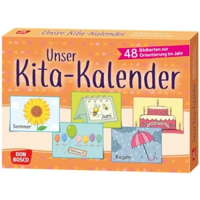 Abbildung von Unser Kita Kalender: 48 Bildkarten zur Orientierung im Jahr. Kunterbunter Helfer für den Morgen kreis: Ideen Tagesplanung auflegen und ... in der gestalten strukturieren)