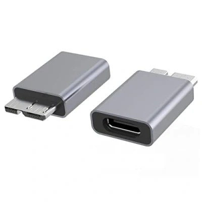 Abbildung von HTGuoji USB C auf Micro B Adapter, Schnelllade Typ Kabeladapter, 3.0 3.1 Adapter für externe Festplatte, tragbare SSD HDD Kabeladapter (2 Stück)