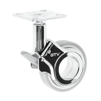 Abbildung von GTV Möbelrollen GIRA Lenkrollen Rollen für Möbel mit Bremse Durchmesser 60 mm aus Kunststoff und Stahl Verchromt + grau matt