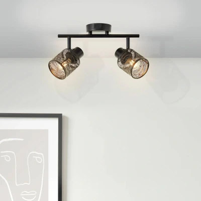 Abbildung von Brilliant Deckenstrahler »Bano«, 2 flammig, Leuchtmittel E14 ohne Leuchtmittel, Retro Style, schwenkbar, dimmbar, 20cm Höhe 35cm Breite Fassung