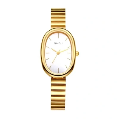 Abbildung von JewelryWe Uhren Damen Edelstahl Oval: Gold Klassische 30m wasserdichte Analog Quarz Armbanduhr Frauen Geschäft Lässige Uhr Damenuhr mit Schmal Armband und Ultradünn Ovalem Gehäuse