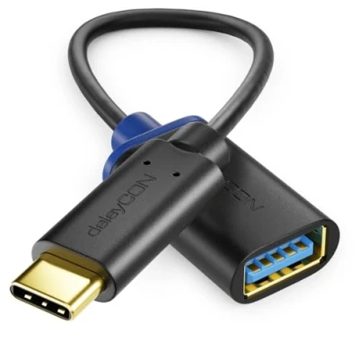 Abbildung von deleyCON USB C auf A OTG Adapter Kabel 3.0 5Gbit/s Stecker Buchse für PC Computer Laptop Smartphone 20cm Schwarz
