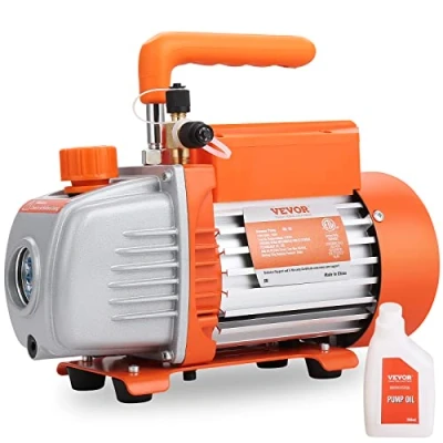 Abbildung von VEVOR Vakuumpumpe 150W Unterdruckpumpe 1 stufig Klimaanlage Pumpe 100L/min Durchfluss 1440U/min Drehzahl 0,64/0,95cm SAE Einlass Vakuumgeräte 5Pa Motor aus reinem Kupfer HVAC/Auto Kältemittelaufladung…