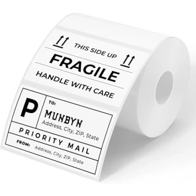 Abbildung von MUNBYN Etiketten 3&quot;x2&quot; (7,6x5,1 cm) Versandetiketten Thermopapier für Labeldrucker Thermodirekt Wasserfester Papier Weiß, BPA/BPS frei, 500 Etiketten/1 Rolle