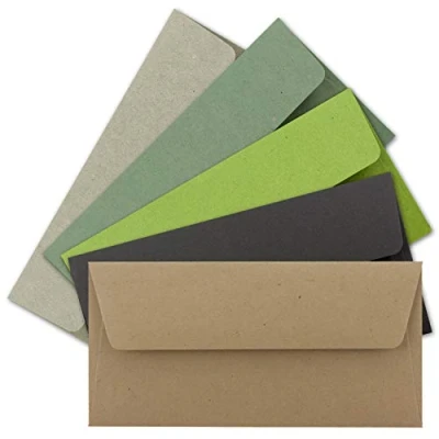 Abbildung von 25x Brief Umschläge Farbenmix Paket DIN Lang 110 x 220 mm (11 22 cm) Vintage Kraftpapier Natur Papier Kuverts Ideal für Einladungs Karten