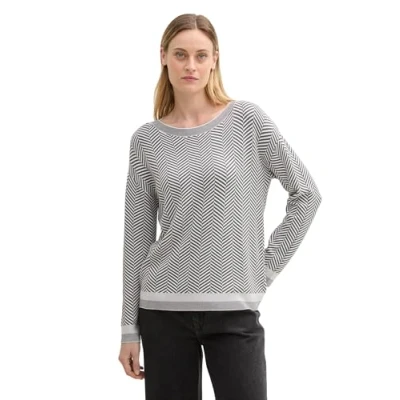Abbildung von TOM Tailor MIT Lenzing Ecovero Strickpullover, Damen, Größe: Large, Anthrazit knit heringbone