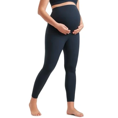 Abbildung von CRZ Yoga Damen Butterluxe Umstandsleggings 64cm Skinny Umstandshose High Waist Schwangerschaft Leggins Echte Marine 38
