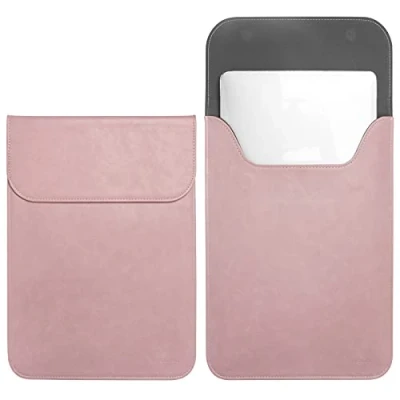 Abbildung von TECOOL Slim 13 Zoll Laptop Hülle Leder, Waterproof Tasche für MacBook Air M1 M2 M3 2018 2020 2024, 2016 2021 2022 Pro M1/M2, Sleeve Surface Pro, Huawei 13, XPS Rosa