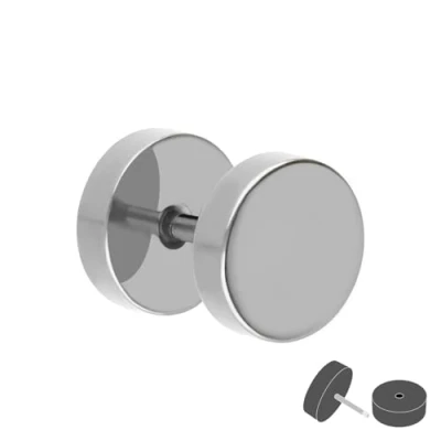 Abbildung von Treuheld® Fake Plug Ohrstecker aus Titan 1,2mm x 8mm Silber Tunnel Ohrring zum Schrauben für Damen und Herren
