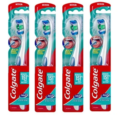 Abbildung von 4 x Colgate 360 Whole Mouth Clean Toothbrush with Tongue Cleaner MEDIUM